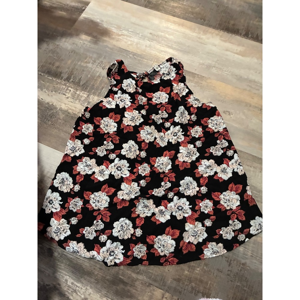 Gypsies & Wandlust Womens XL Black Floral Sleeveless Keyhole Back Flowy Tank Top